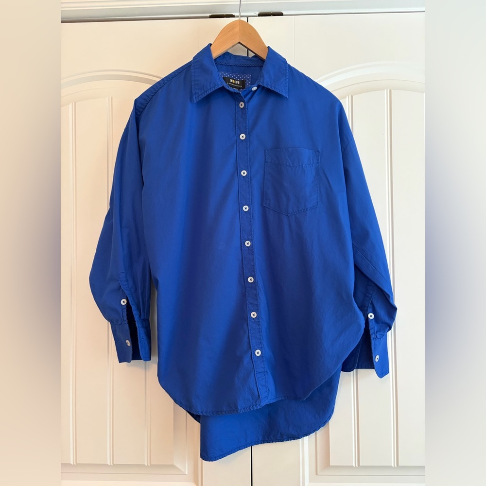 Maeve Women's Blue Button Down Shirt Blouse Size XS Oversized